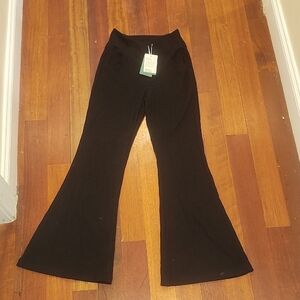 HALARA Small Elegant Black Flare Pants And Grey Flare Pants. Both Ribbed